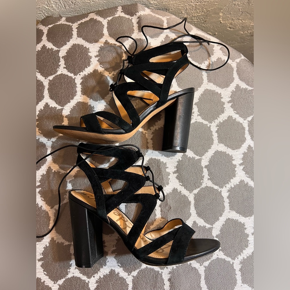 Sam Edelman Black Strappy Heeled Sandals party wedding prom event summer elegant